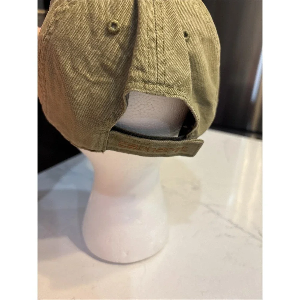 Carhartt Odessa Hat Olive Green Canvas Leather Patch Logo Strapback